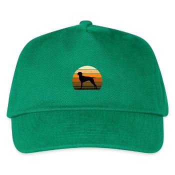 Alte dänische Vorstehhund-Silhouette Retro-Sonnenuntergang - Kinder Basecap - Grün - Vorne