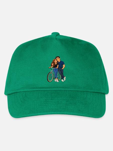 Paar auf dem Fahrrad: Liebesmoment - Kinder Basecap - Grün