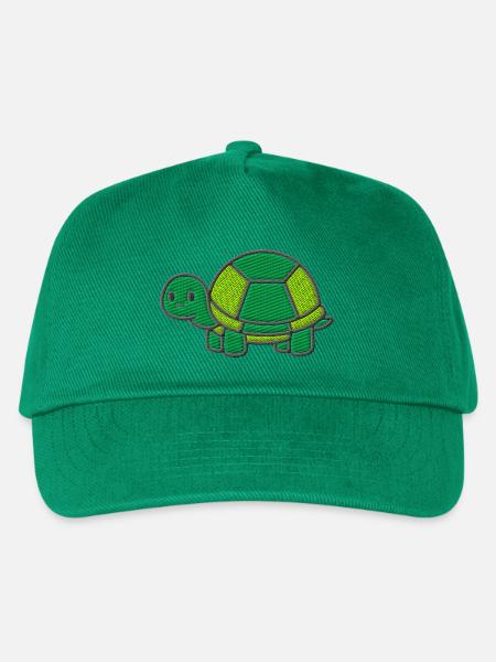Süße Schildkröte bestickt - Kinder Basecap - Grün