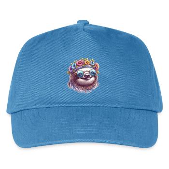 Faultier Hippie - Kinder Basecap - Pfauenblau - Vorne