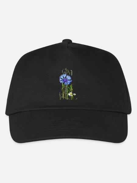 Kornblumen und Gänseblümchen Muster - Kinder Basecap - Schwarz