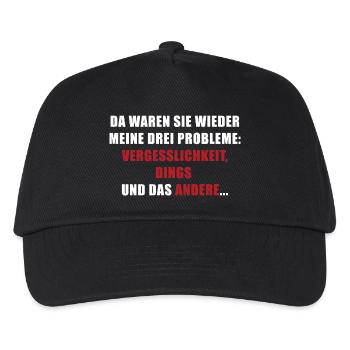 Drei Probleme: Vergesslichkeit, Dings, das andere - Kinder Basecap - Schwarz - Vorne