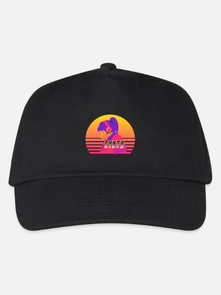 Synthwave Girl - Kinder Basecap - Schwarz