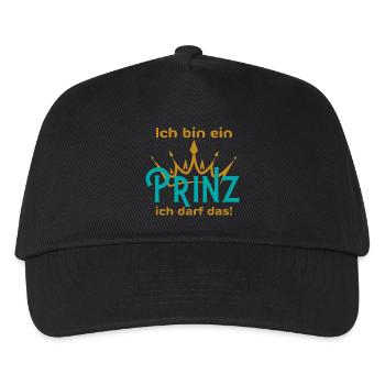 ich bin ein Prinz ich darf das - Lustiger Spruch - Kinder Basecap - Schwarz - Vorne