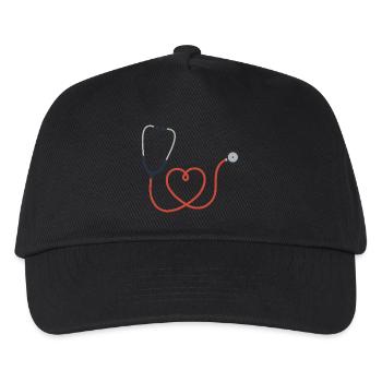 Stethoskop Logo Symbol Symbol - Kinder Basecap - Schwarz - Vorne