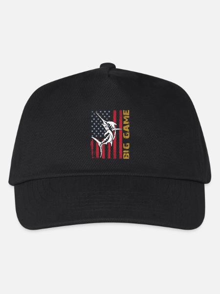 Springender Marlin mit US Flagge Hochseefischen - Kinder Basecap - Schwarz