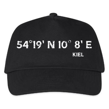 Kiel Koordinaten - Kinder Basecap - Schwarz - Vorne