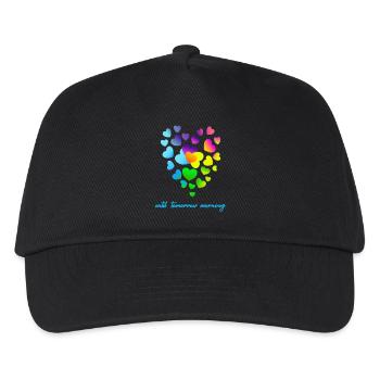 Herzen bunte Herzen Herzen Haufen - Kinder Basecap - Schwarz - Vorne