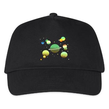 Weltraum Galaxie Planeten Sterne - Kinder Basecap - Schwarz - Vorne