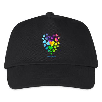 Herzen bunte Herzen Herzen Haufen - Kinder Basecap - Schwarz - Vorne