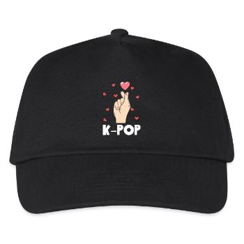 K-Pop Kpop Ich Liebe K-Pop Herz - Kinder Basecap - Schwarz - Vorne