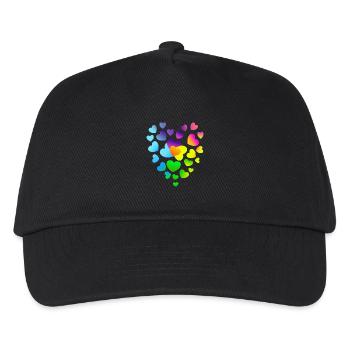 Herz Herzen bunte Herzen - Kinder Basecap - Schwarz - Vorne