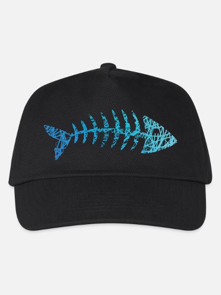 Fisch Gräten Fischskelett Fischgräten Kritzelei - Kinder Basecap - Schwarz