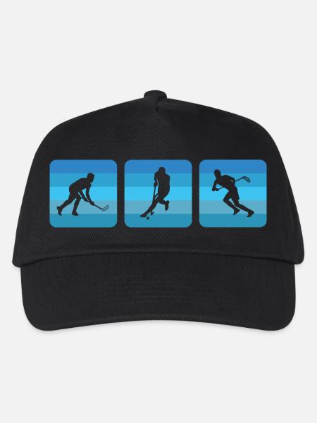 Floorball Unihockey Silhouetten Floorball Spieler - Kinder Basecap - Schwarz