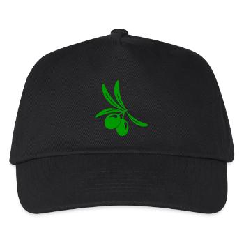 Olive Blatt Zweig - Kinder Basecap - Schwarz - Vorne