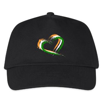 Herz Bürste Flagge Indien Design Neu Vektor Fahne - Kinder Basecap - Schwarz - Vorne