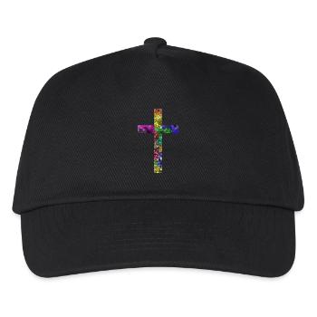 Kreuz Jesus Gott Religion Kirche Papst Vatikan - Kinder Basecap - Schwarz - Vorne