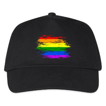 Regenbogen Flagge used - Kinder Basecap - Schwarz - Vorne