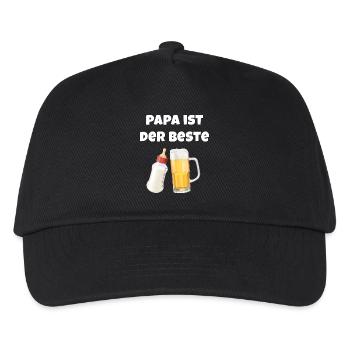 Papa ist der Beste - Babyflasche und Bier - Kinder Basecap - Schwarz - Vorne