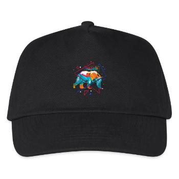 Flauschiger Grizzlybär Waldkönig - Kinder Basecap - Schwarz - Vorne