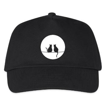 Katzen im Mondschein - Kinder Basecap - Schwarz - Vorne