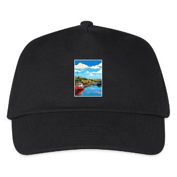 Bude Cornwall Vintage Reiseposter WPA Souvenir - Kinder Basecap - Schwarz - Vorne