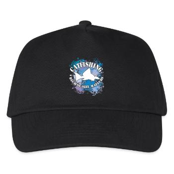 Wels Waller fischen Welssilhouette und Farbkleckse - Kinder Basecap - Schwarz - Vorne
