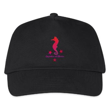 rotes Seepferd mit Sternchen - Kinder Basecap - Schwarz - Vorne