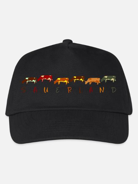 Sauerland "Kühe" Design 1 - Kinder Basecap - Schwarz