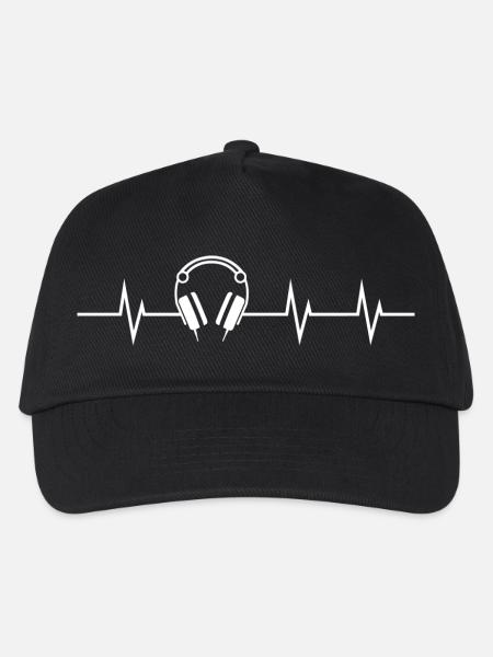Heartbeat & Headphones - Kinder Basecap - Schwarz
