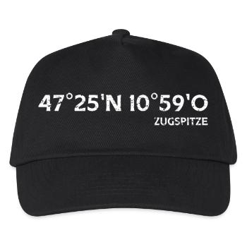 Zugspitze Koordinaten Gipfel - Kinder Basecap - Schwarz - Vorne