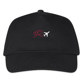 Flugzeug Flieger mit Herz - Kinder Basecap - Schwarz - Vorne