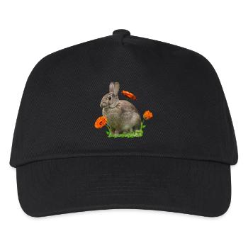 Hase Osterhase Ringelblume - Kinder Basecap - Schwarz - Vorne