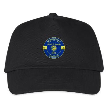 Springfield Oregon Flagge USA Reise Souvenir Abzeichen - Kinder Basecap - Schwarz - Vorne