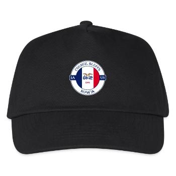 Council Bluffs Iowa Flagge USA Reise Souvenir Abzeichen - Kinder Basecap - Schwarz - Vorne