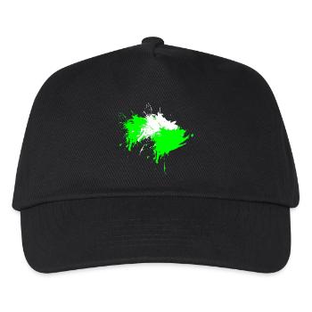 Klecks Fleck Flecke Weiß Hellgrün Vektor Design - Kinder Basecap - Schwarz - Vorne