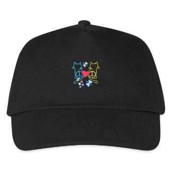 Retro Hippie Cats Peace Cat Vintage Hippies - Kids’ Baseball Cap - black - Front