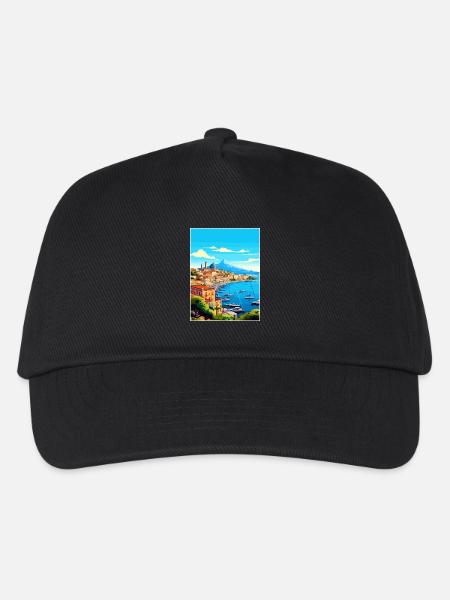 Neapel Italien Dekoration Vintage Reiseposter WPA - Kinder Basecap - Schwarz