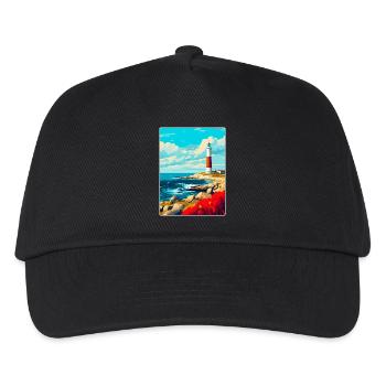 Portland Bill England Uk Travel Poster Souvenir - Kids’ Baseball Cap - black - Front