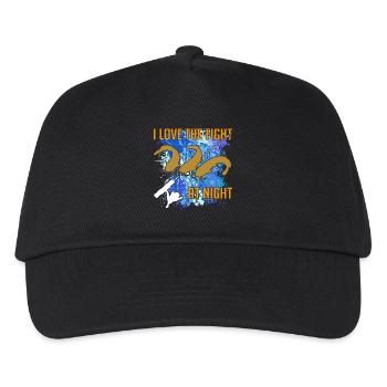 Waller Welssilhouette Angelrute und Farbkleckse - Kinder Basecap - Schwarz - Vorne