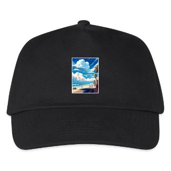 Manhattan Beach Kalifornien Vintage Reiseposter - Kinder Basecap - Schwarz - Vorne