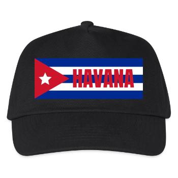 Havanna-Stadt unter kubanischer Flagge - Kinder Basecap - Schwarz - Vorne