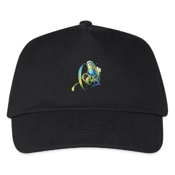 Wellensittich blau grün Zeichnung aquarell - Kinder Basecap - Schwarz - Vorne