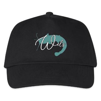 Wels Waller angeln Sportfischen Flussmonster - Kinder Basecap - Schwarz - Vorne