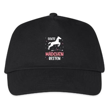 Echte Mädchen Reiten Pferde Mädchen - Kinder Basecap - Schwarz - Vorne
