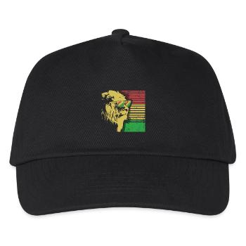 Rasta Lion Löwe Reggae Rastafari Sonnenbrille - Kinder Basecap - Schwarz - Vorne