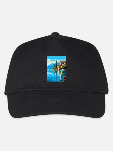 Gardasee Italien Vintage Reiseplakat Souvenir - Kinder Basecap - Schwarz