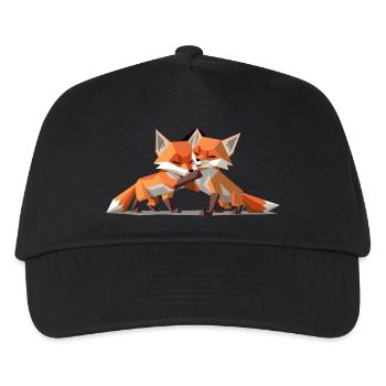 Low-poly Fox Cubs - Kids’ Baseball Cap - black - Front