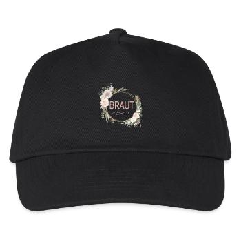 Team Braut! Eukalyptus Blumen Kreis - Kinder Basecap - Schwarz - Vorne
