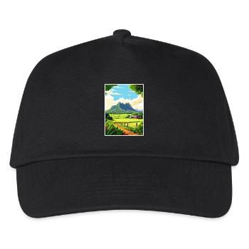 Kualoa Ranch Hawaii Vintage Reiseposter Souvenir - Kinder Basecap - Schwarz - Vorne